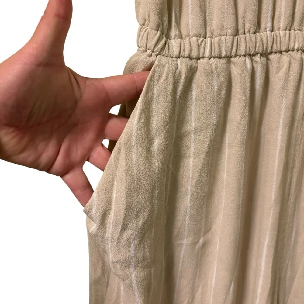 Aritzia Wilfred Fleurette Striped Cream Jumpsuit- Size Large - Picture 6 of 11
